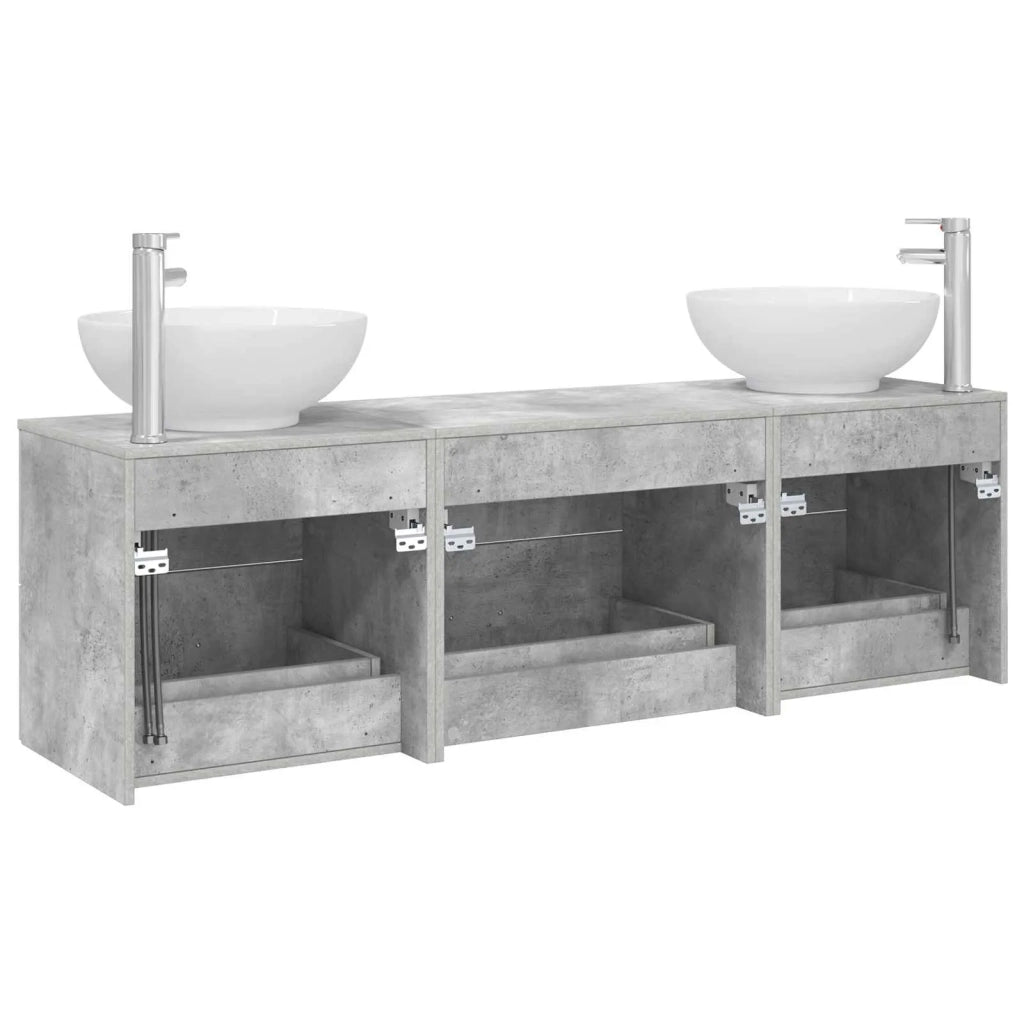 Set di mobili per il bagno 3 pz Grigio Cemento 3405894