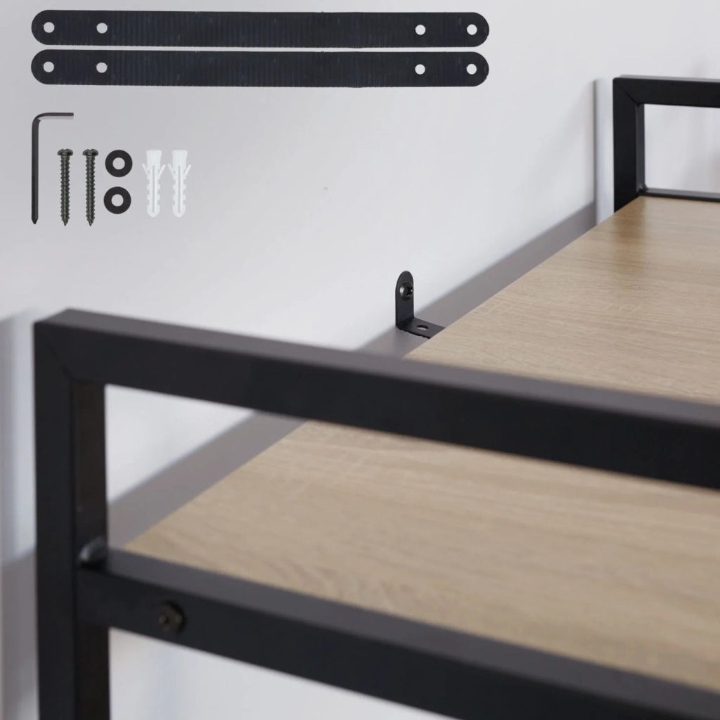 Libreria grande in stile industriale/vintage con 4 ripiani 121,5 cm beige 08_0000279
