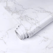 Pavimento a marmo - Carta adesiva autoadesiva - Film vinile - Grigio/Bianco - Renovazione di mobili - Adatto per cucina e camera da letto