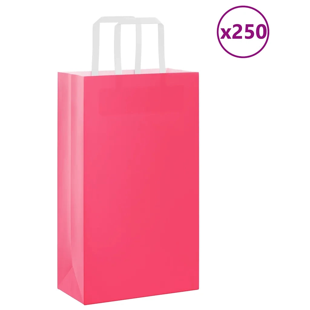 Sacchetti di Carta 250 pz con Manici Rosa 21x11x36 cm