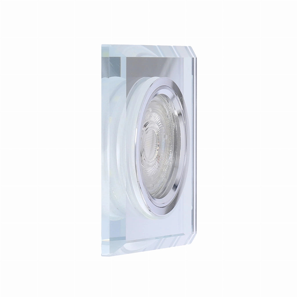 Faretto incasso quadrato vetro cromo GU10+LED Candellux SS-22