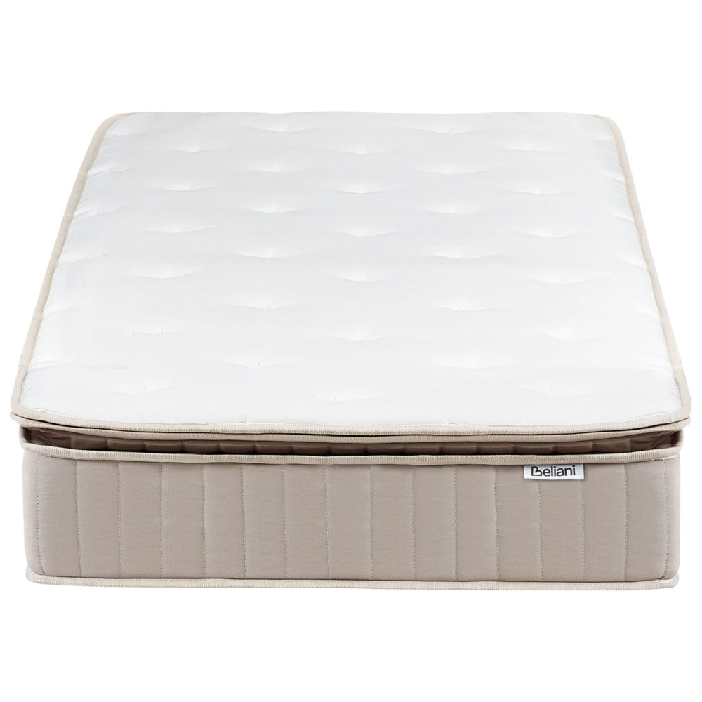Materasso a molle insacchettate in lattice bianco e beige EU misura singola 90 x 200 cm durezza media con cerniera e rivestimento in poliestere rimovibile Accessori per la camera da letto