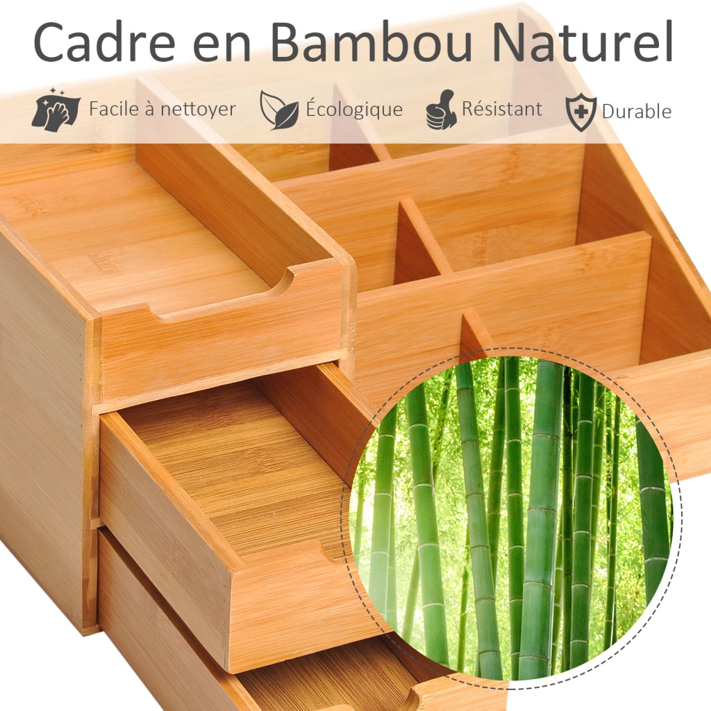 Organizer da Scrivania in Bamb¨´ ¨C Xylo ¨C 7 Compartimenti 2 Cassetti Verniciato