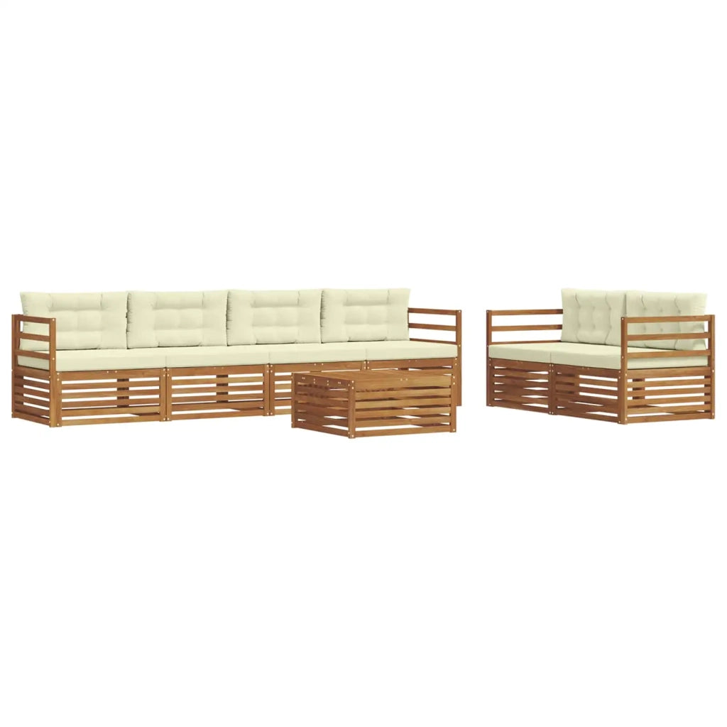 Set di divani da esterno con cuscino 7 pcs Naturale e Crema