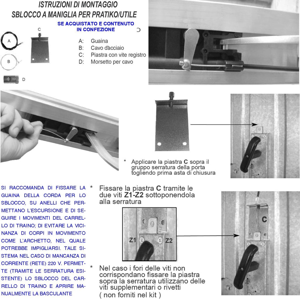 Kit Motore 220/24 V da Soffitto Automatismo per Porta Basculante 70 Kg Faro Antenna Selettore Binario Alluminio Catena Acciaio 3 Metri Cordino Per Sblocco Pattino. Archetto Oscillante Luce di Cortesia