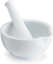 Mortaretto e Stampino a mano - 1 pezzo - bianco - porcellana - 15 cm