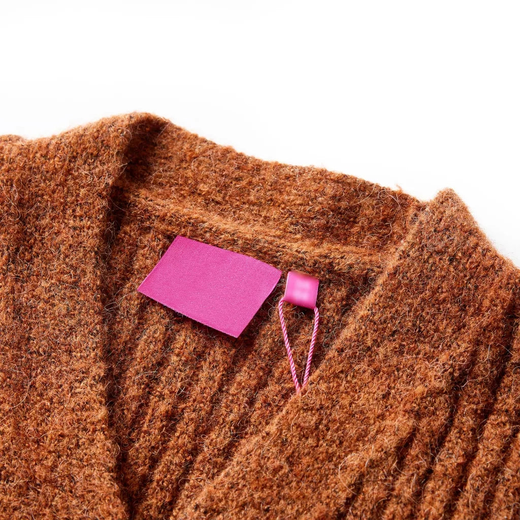 Cardigan da Bambina Lavorato a Mano Cognac 92 14947