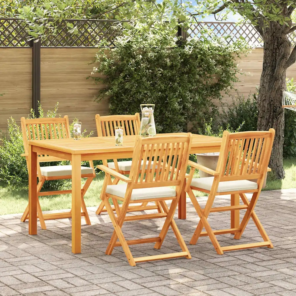 Sedia pieghevole con cuscino 4 pz | Sedie da Esterno Bianco 49 x 57.5 x 92cm