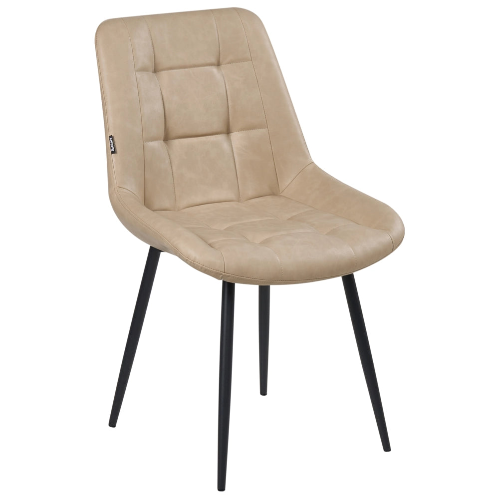 Set 2 Sedie da Pranzo in ecopelle beige Gambe in Acciaio Nero sedie imbottite
