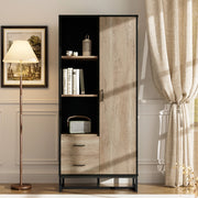 Highboard con Ante e Cassetti ¨C MINIMAL ¨C Legno con Cornice Nera, 80x40x180 cm