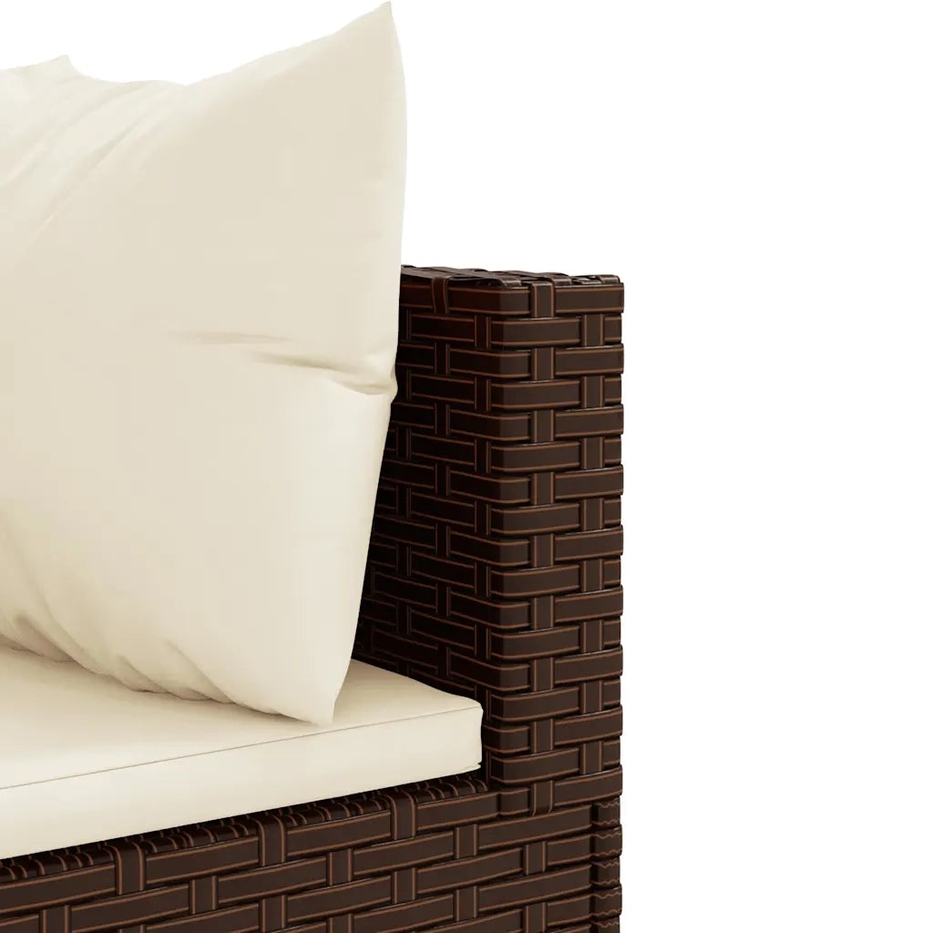 Set Divani da Giardino 8 pz con Cuscini in Polyrattan Marrone