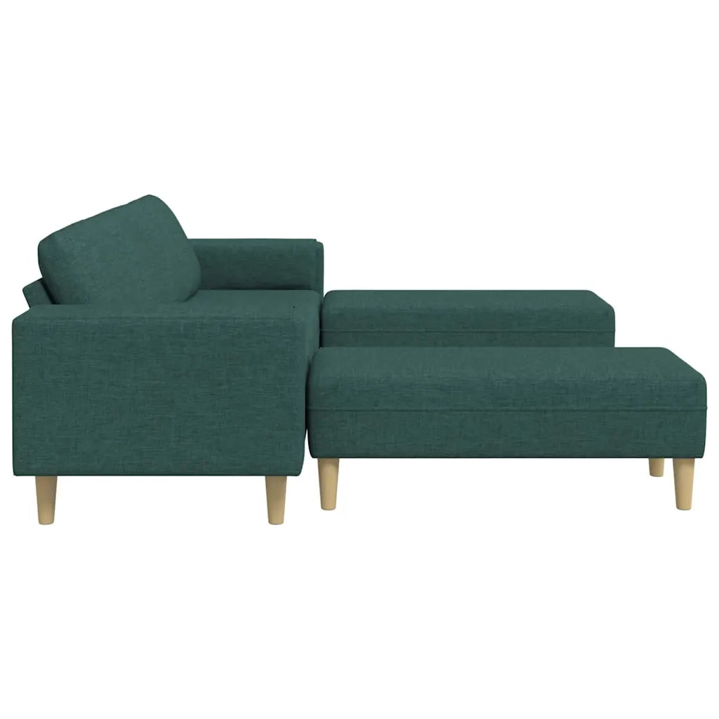 Set di divani 3 pcs Verde scuro Tessuto