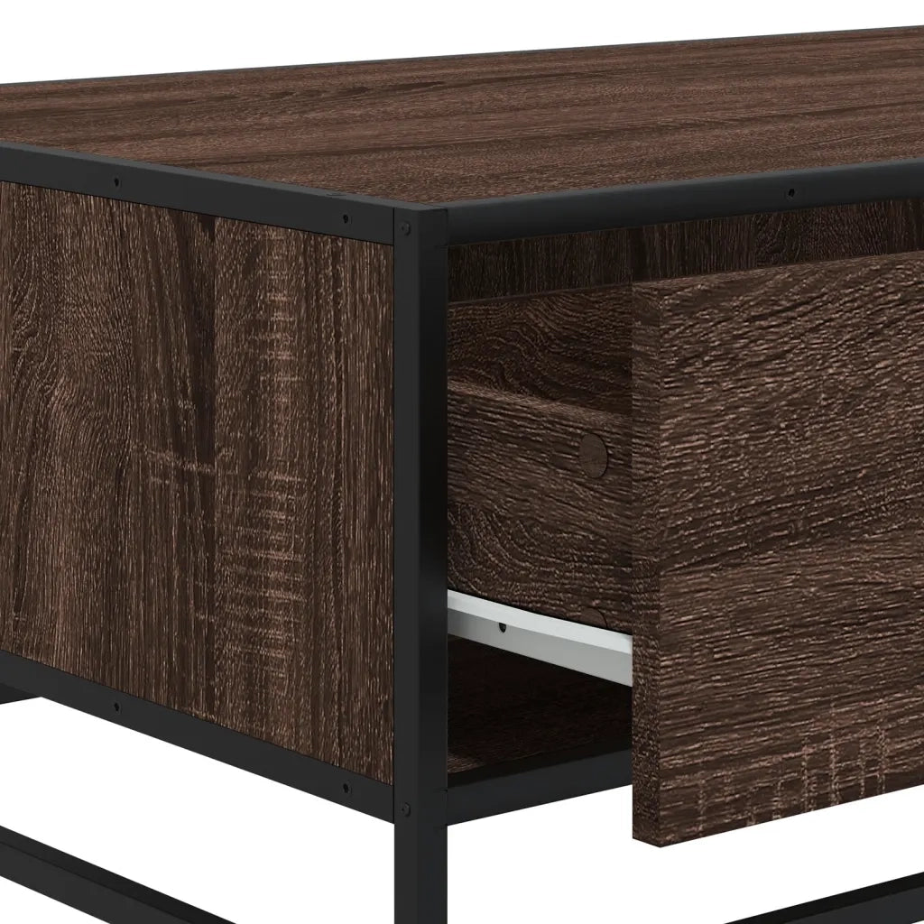 Tavolino da salotto | Tavolino da caff¨¨ | Tavolino da Soggiorno Rovere Marrone 90x57x35 cm Legno Multistrato e Metallo