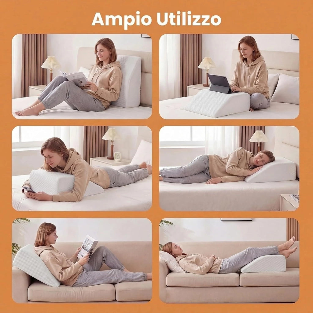 Cuscino per Gambe, Cuscino a Cuneo di Memory Foam, con Rivestimento Traspirante Smontabile, Cuneo in Schiuma per Dopo un Intervento Chirurgico Gravidanza e Lesione (Bianco)