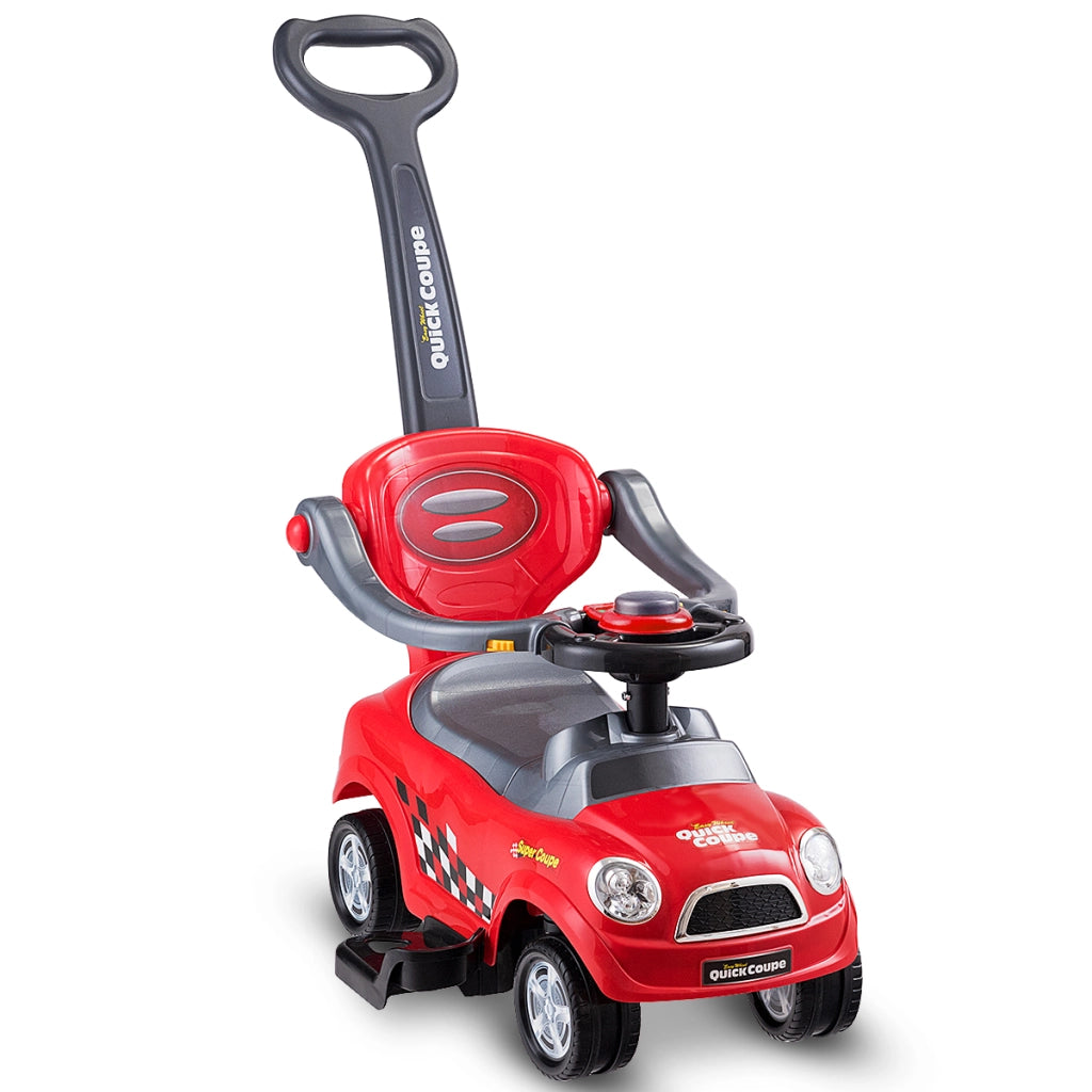 Macchina giocattolo cavalcabile con guardrail staccabili e maniglia clacson, Auto scorrevole per bambini Rosso-Macchinine giocattoli