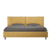 BS COM Letto matrimoniale king size senza rete imbottito 190x190 microfibra ocra Large