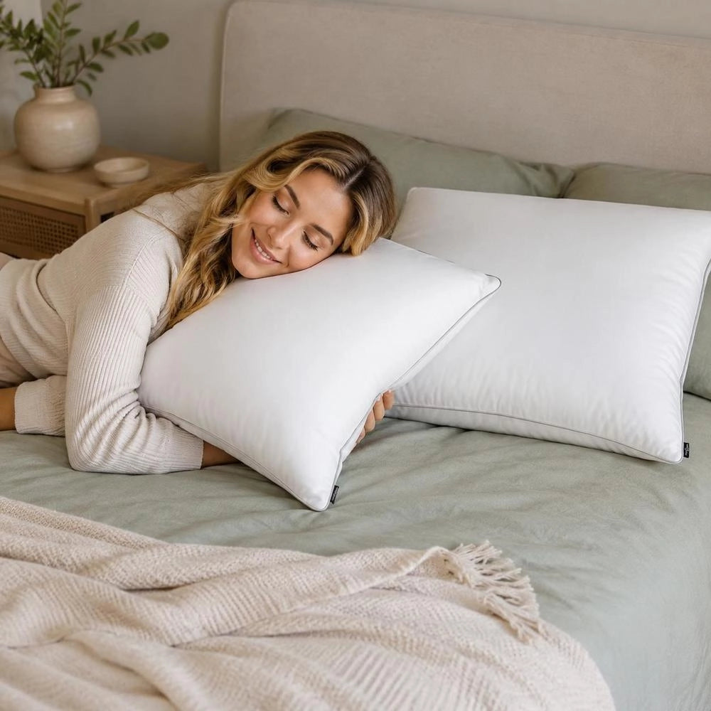 Pillows, 2 Pieces, Down/feather Filling, Lightweight, 70x60 Cm, White