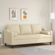 Divano a 3 Posti con Cuscini-Sofa 3 Posti con Cuscini Crema 180 cm in Tessuto 508854