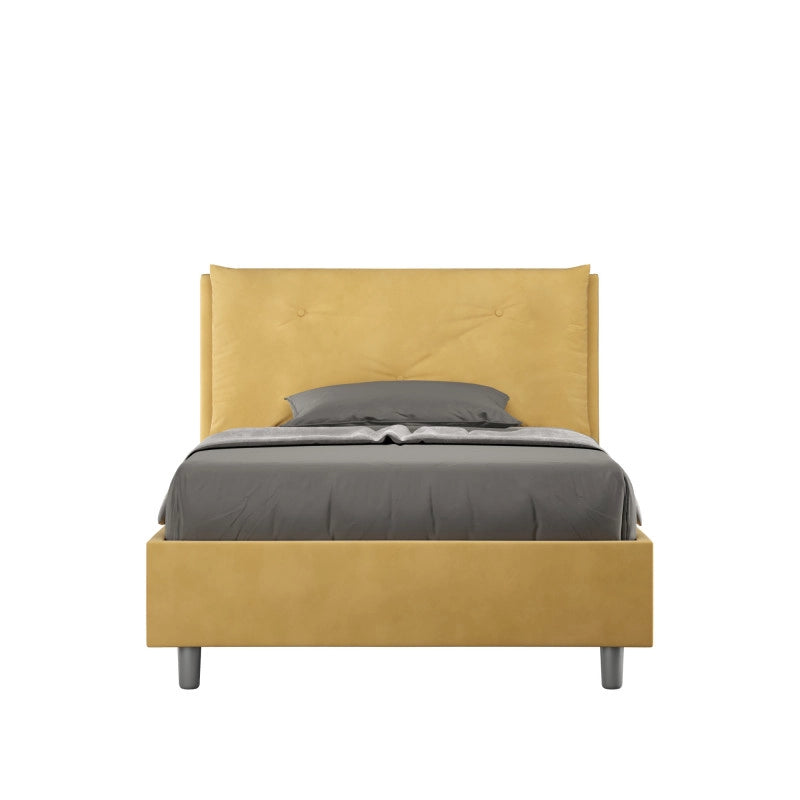 Letto imbottito Piazza e mezzo 110x200 cm Large - Senza rete,Microfibra,Ocra
