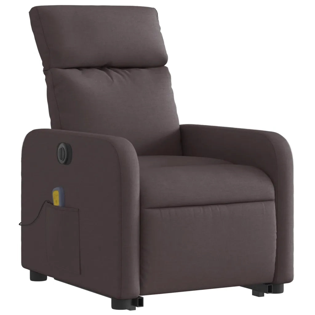 Poltrona Alzapersona Massaggio Elettrica Marrone Scuro Tessuto 3206731