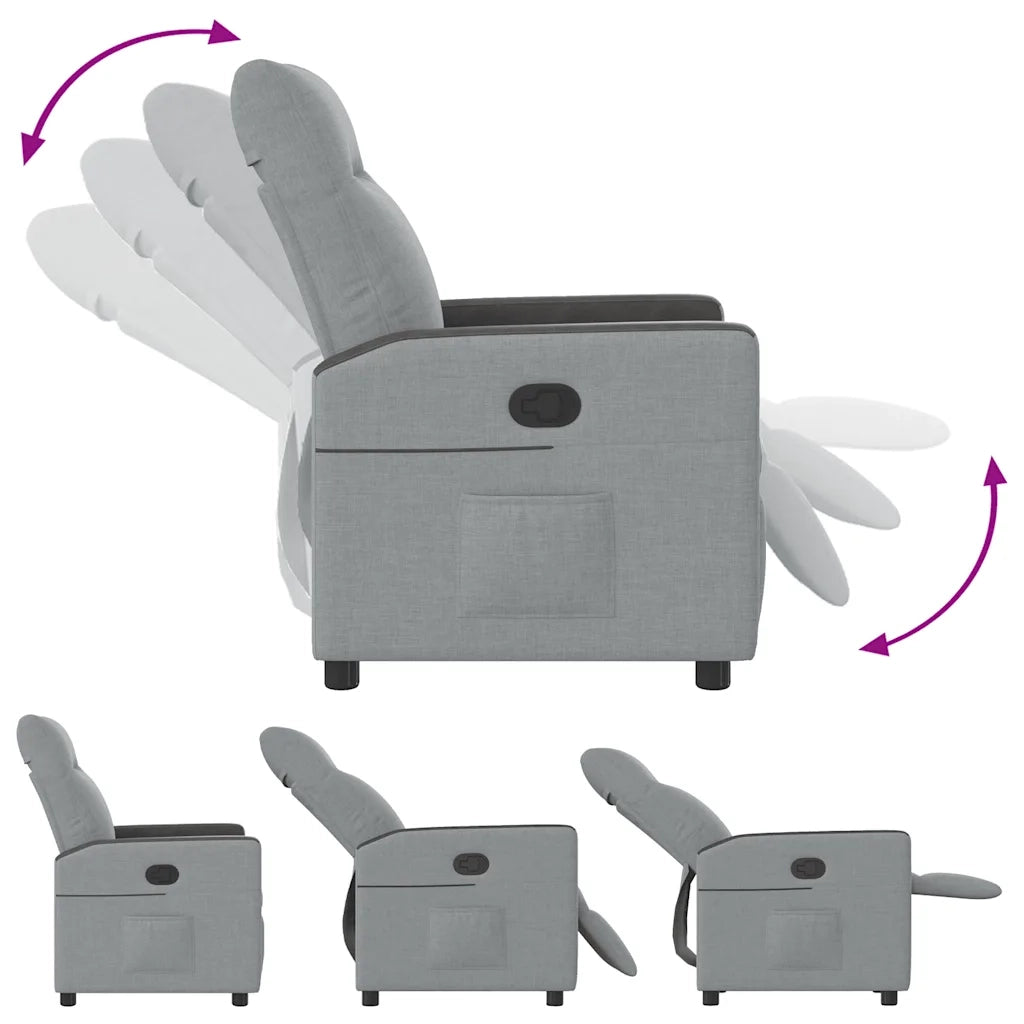 Divano Sedia-Poltrona Reclinabile in Tessuto Grigio Chiaro 270158