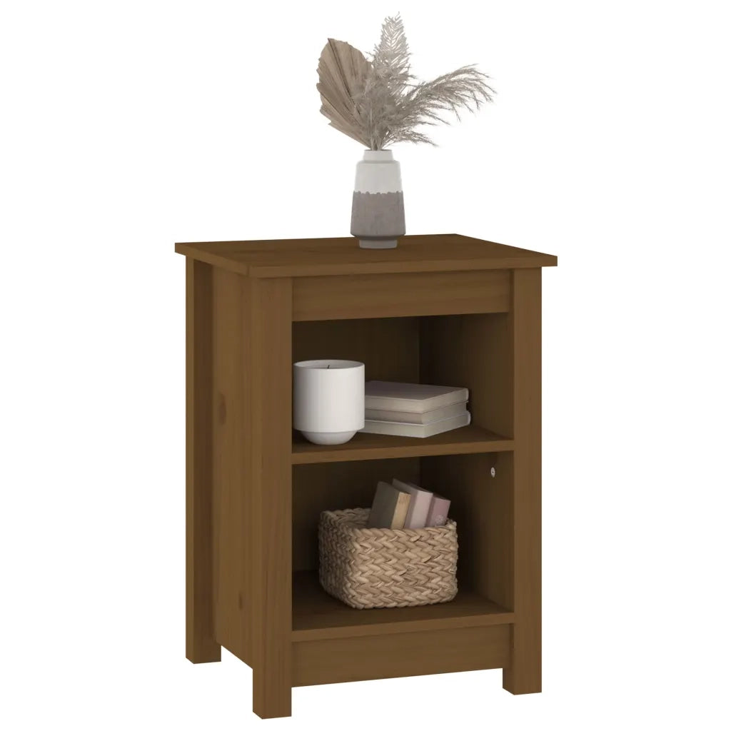 Set di 2 Comodini | Armadio da Notte | Mobiletto da notte ambra 40x35x55 cm in Legno Massello di Pino