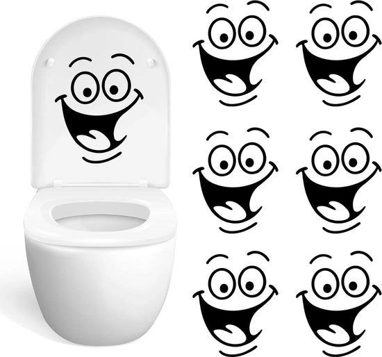 6 Sticker WC per Bagno - Sticker Occhiali WC - Sticker Coperchio Chiusura - Sticker Decorazione Bagno