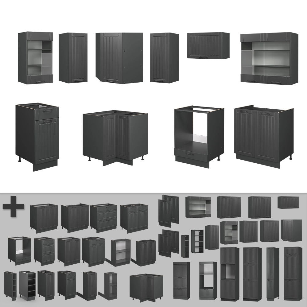 Cucina angolare completa Fame-Line Grigio scuro/Antracite 190 x 60 cm, PL Marmo Vicco