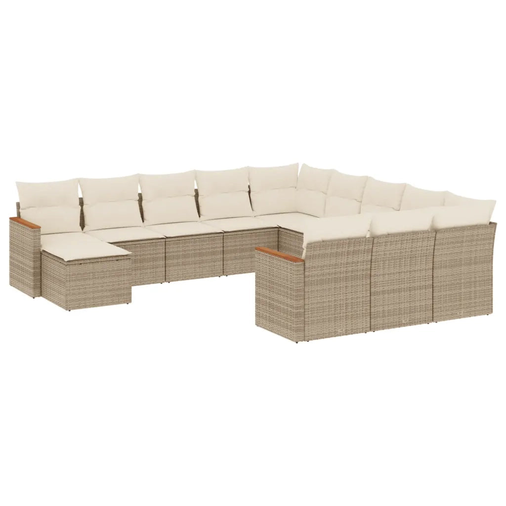 Set Divani da Giardino 12 pz con Cuscini Beige in Polyrattan 3258985