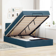 Struttura Letto Pouf con Materasso Blu Scuro 120x200 cm Velluto