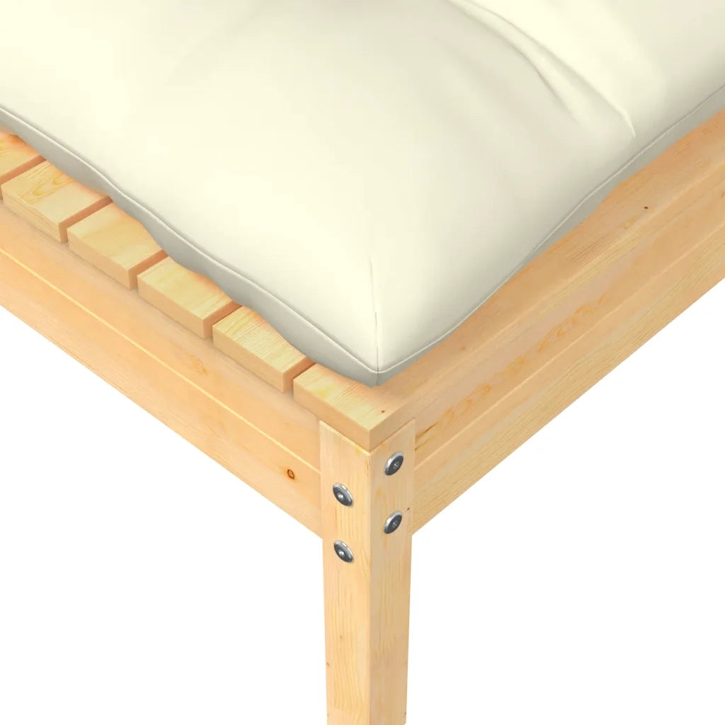 Poggiapiedi da Giardino con Cuscino in Legno Massello di Pino CFW6445720