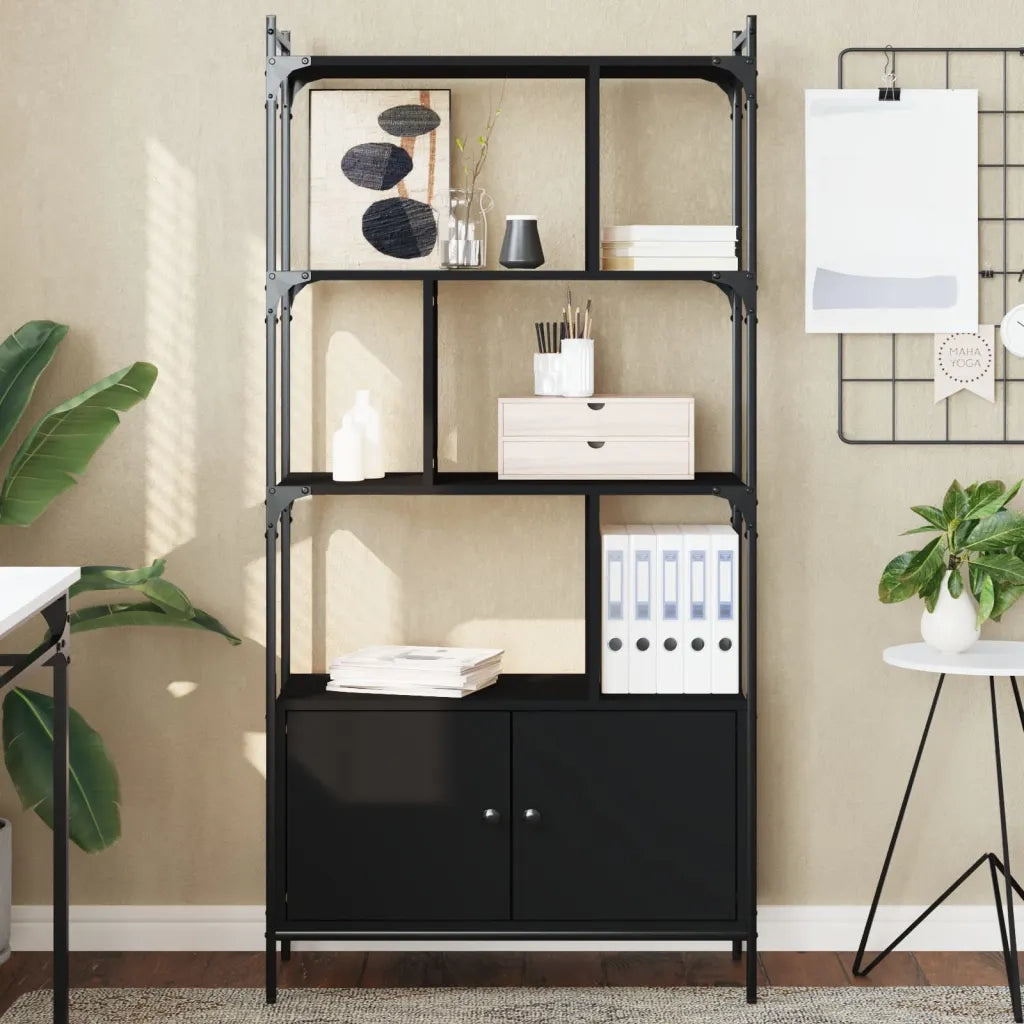 Libreria con Ante Nera 76,5x30x154,5 cm Legno Multistrato 833348