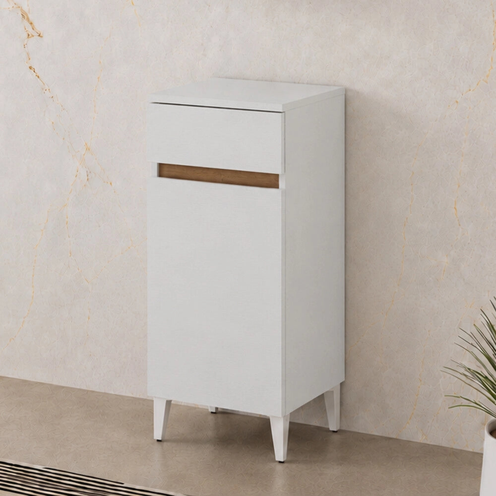 Mobile bagno multiuso 35 cm bianco 1 anta e 1 cassetto Kleo
