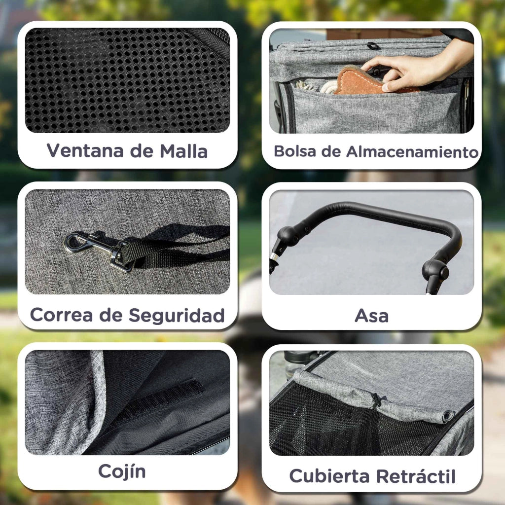 Trasportino per Cani Pieghevole Leggero ¨C zephmum ¨C Grigio Argento 80x48.5x106 cm