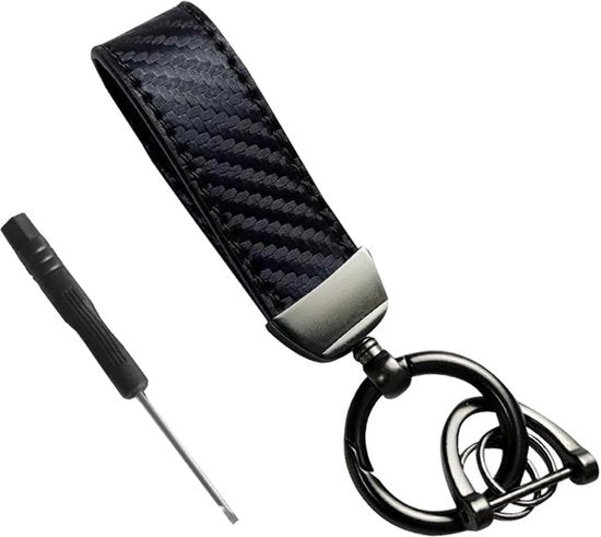 Sleutelhanger in fibra di carbonio di alta qualità - effetto fibra di carbonio - pelle premium - microfibra - per uomini e donne.