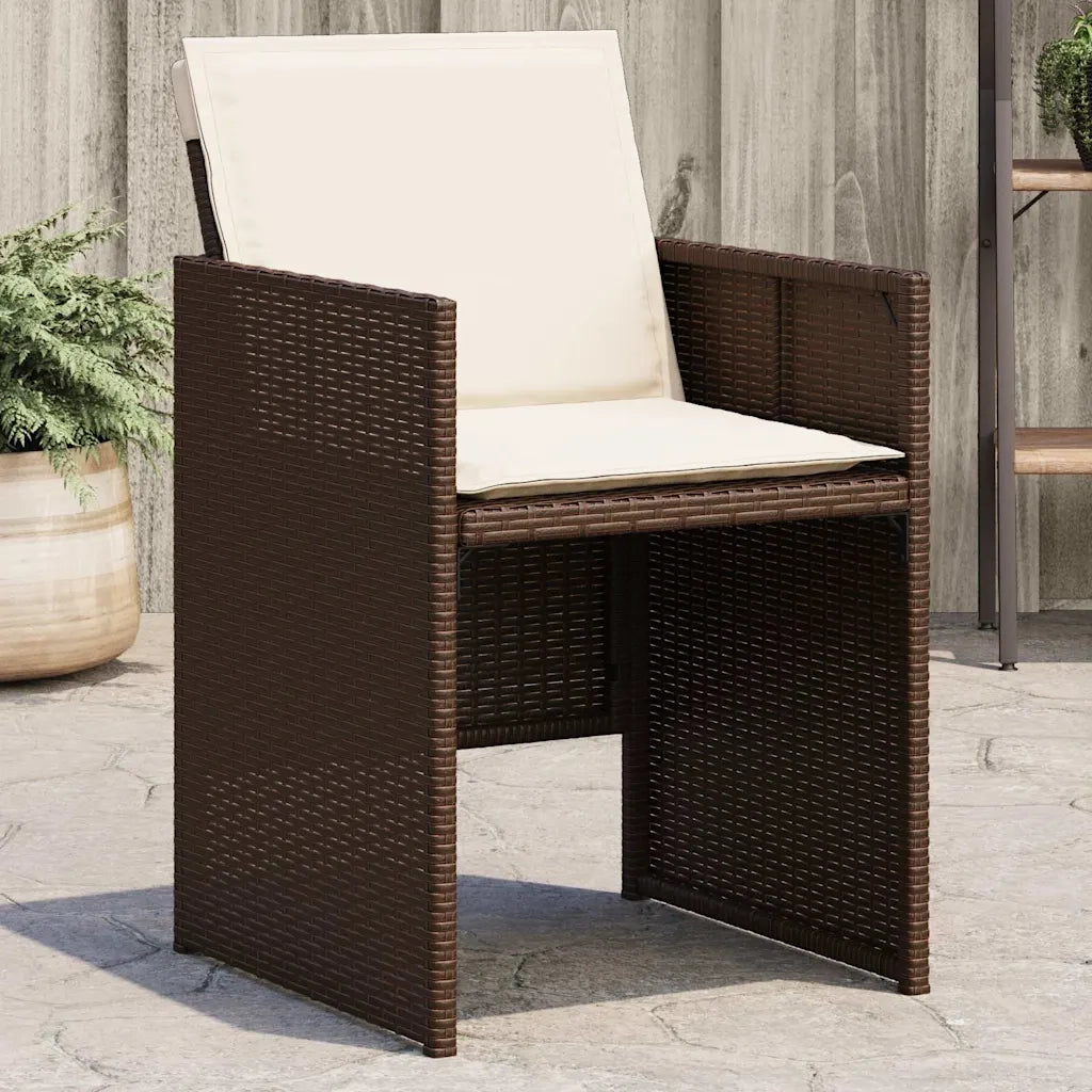 Sedie da Giardino con Cuscini 4 pz | Sedie da Esterno Marroni in Polyrattan