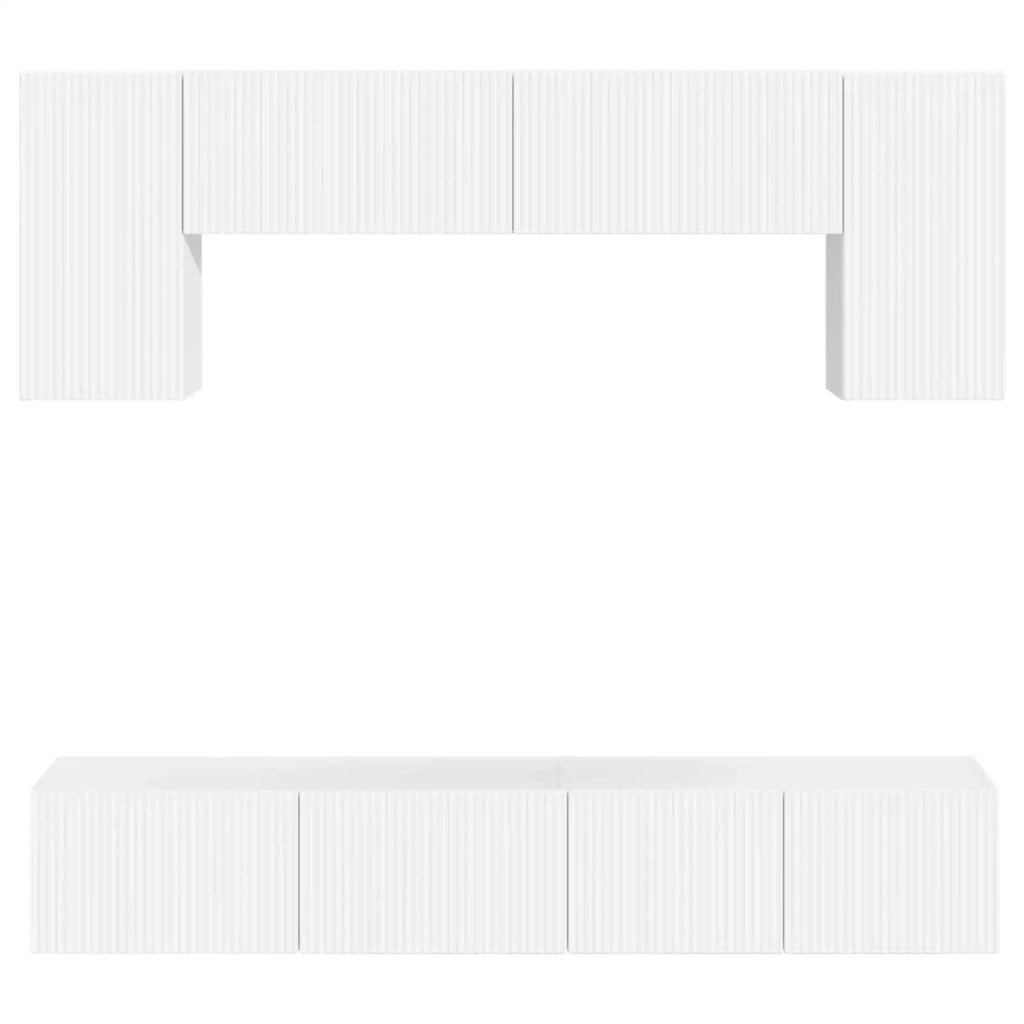 Set mobile TV 4 pcs Bianco Lucido Legno multistrato