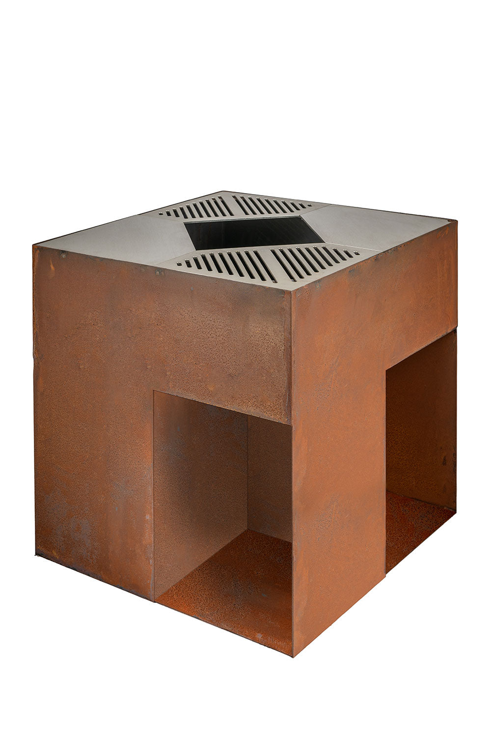 Barbecue a Legna 75x75x75 cm Giglio in Acciaio Effetto Ruggine