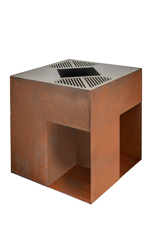 Barbecue a Legna 75x75x75 cm Giglio in Acciaio Effetto Ruggine