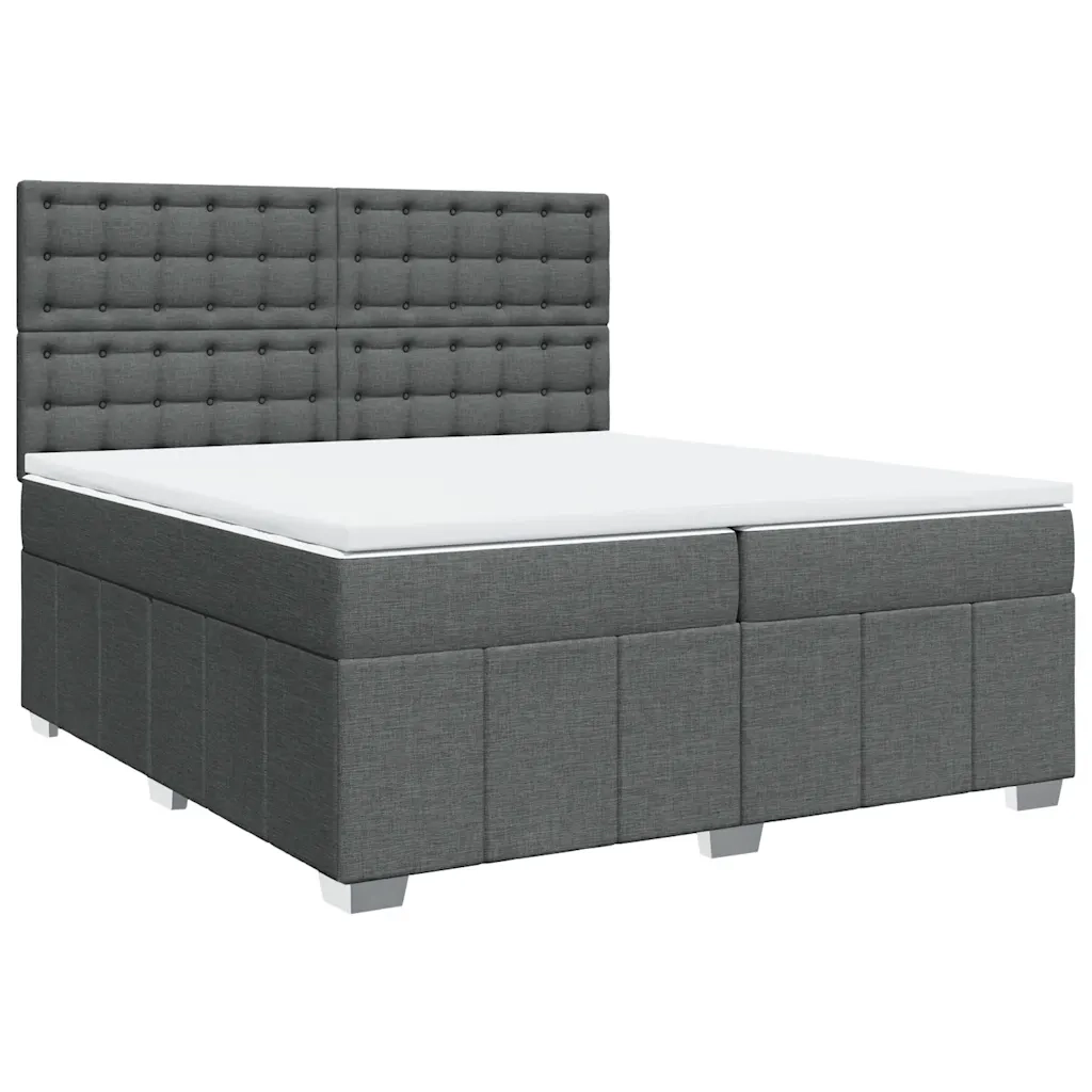 Giroletto a Molle con Materasso Grigio Scuro 200x200 cm Tessuto