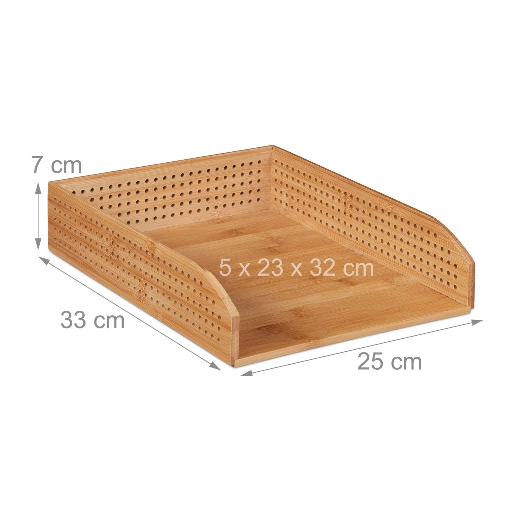Pratico portacorrispondenza impilabile da ufficio 7 x 25 x 33 cm in bambù naturale 13_0004038
