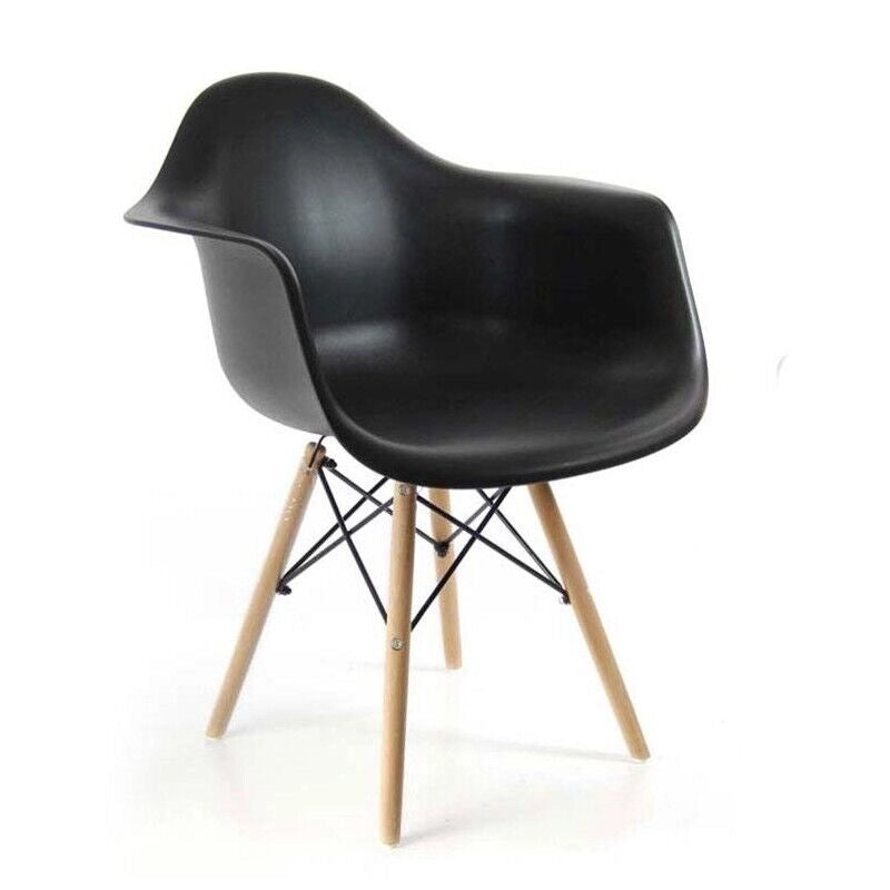 POLTRONA IN PLASTICA CON STRUTTURA IN LEGNO E METALLO 63 X 53 X 80 CM NERA