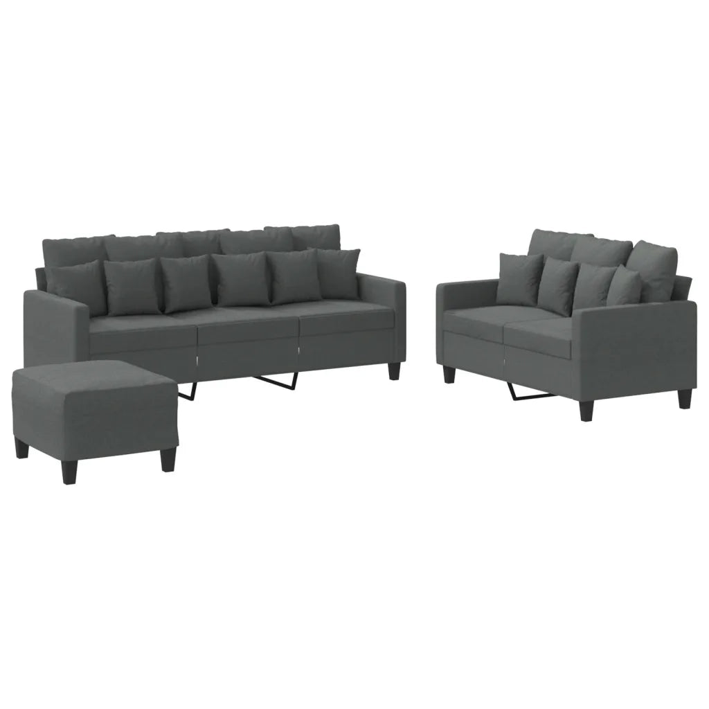 Set di Divani 3 pz con Cuscini Grigio Scuro in Tessutocod mxl 128277