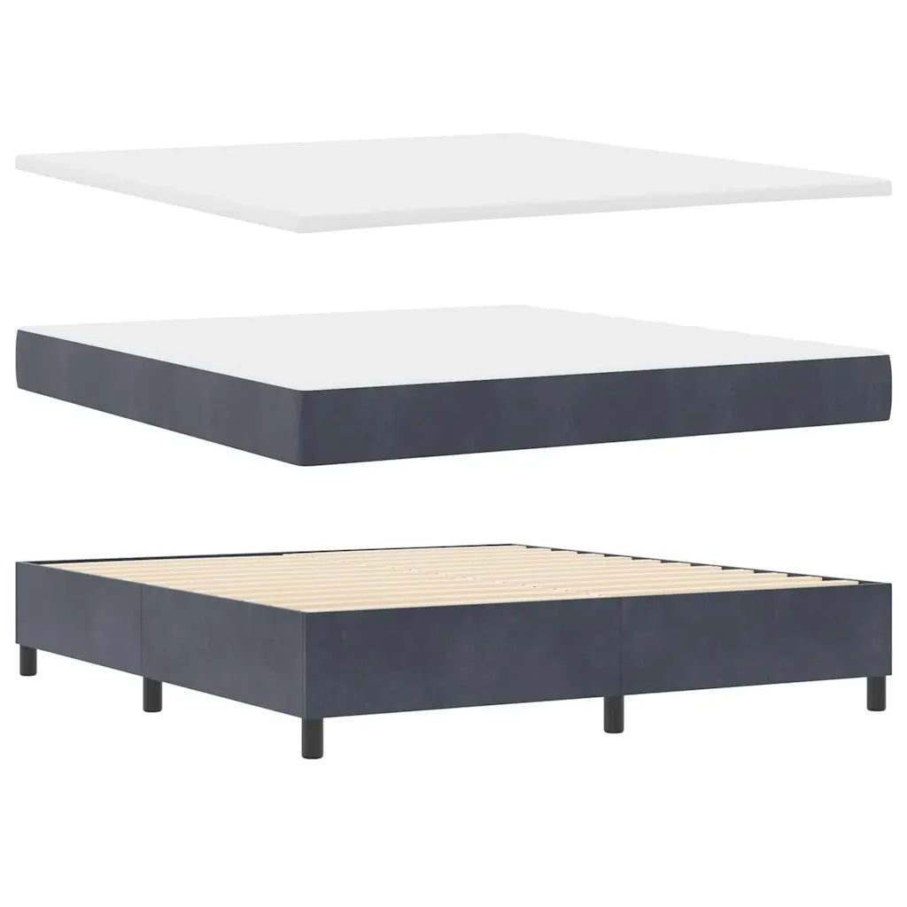 Letto a molle con materasso Grigio scuro 180 x 200 cm Velluto