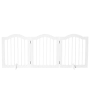 Cancello di sicurezza per cani, cancelletto per cani, cancelletto componibile, 3 pezzi con due piedini di supporto, stabile, pieghevole, MDF, bianco,