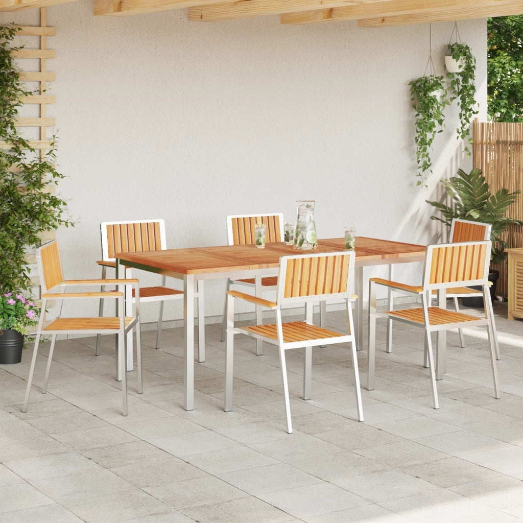 Set Pranzo Giardino  7 Pezzi Legno Massello Teak