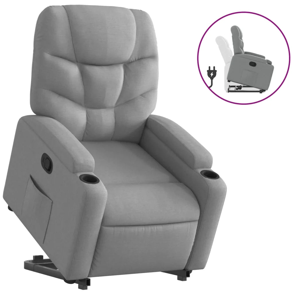 Divano Sedia-Poltrona Alzapersona Reclinabile Grigio Chiaro in Tessuto 476386