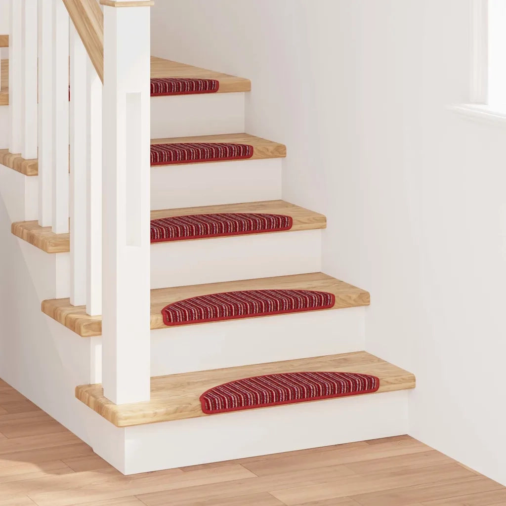 Tappetini per scale autoadesivi 15 pz | Gradini per Scale Rosso 56 x 17 x 3 cm