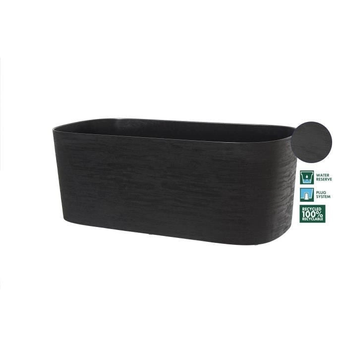 Fioriera XL con riserva d'acqua - GARDEN ID Respect - Nero-Antracite 80 x 38 cm - 100% rifiuti domestici - 100% riciclabile