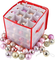 Cassa di Archiviazione per Natale con Maniglia e Distributore - Spazio per 64 Decorazioni